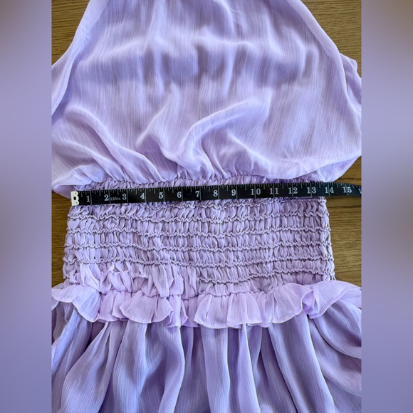 DO+BE Lilac Ruffle Mini Dress Sleeveless Smocked Waist Size M NWT - Picture 4 of 11